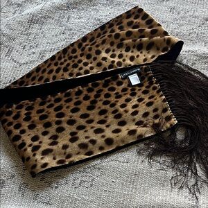 Dolce & Gabbana Leopard-Print Fringe Scarf in Brown and Black